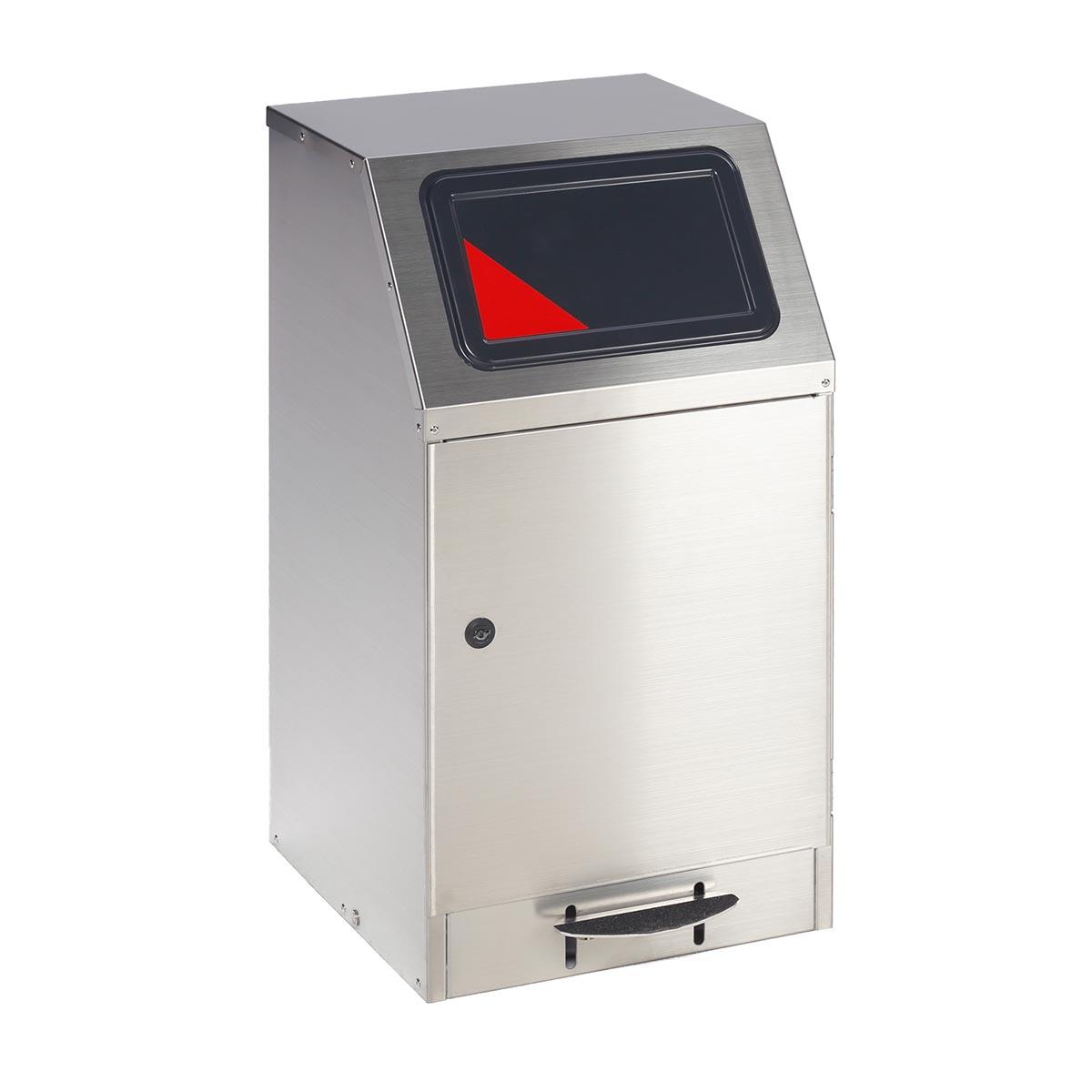 Wertstoffsammelbehälter aus Stahl, Volumen 43 l, mit Pedal, selbstlöschend