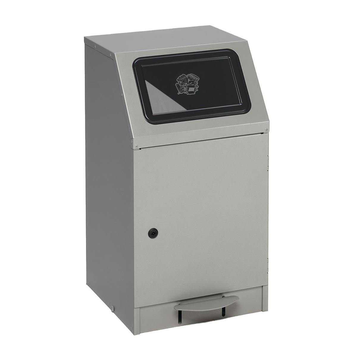 Wertstoffsammelbehälter aus Stahl, Volumen 43 l, mit Pedal, selbstlöschend