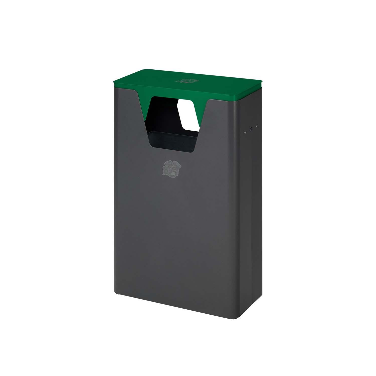 Wertstoffsammelbehälter aus Stahl, Volumen 60 l, verschließbarer Aufsatz