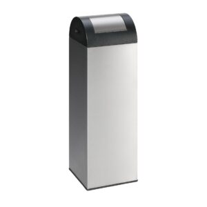 Wertstoffsammelstation aus Stahl, 3er Variante, mit Kunststoffbehältern, Volumen 3 x 58 l Wertstoffsammler Produktbild Wertstoffsammelbehälter aus Edelstahl, Volumen 89 l, selbstlöschend