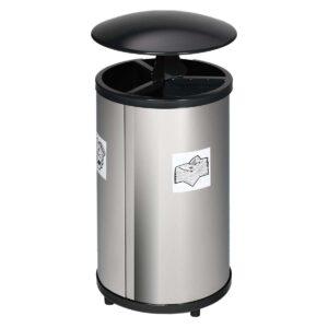 Wertstoffstation aus Edelstahl, 3-fach, mit Dach, Volumen 3 x 30 l