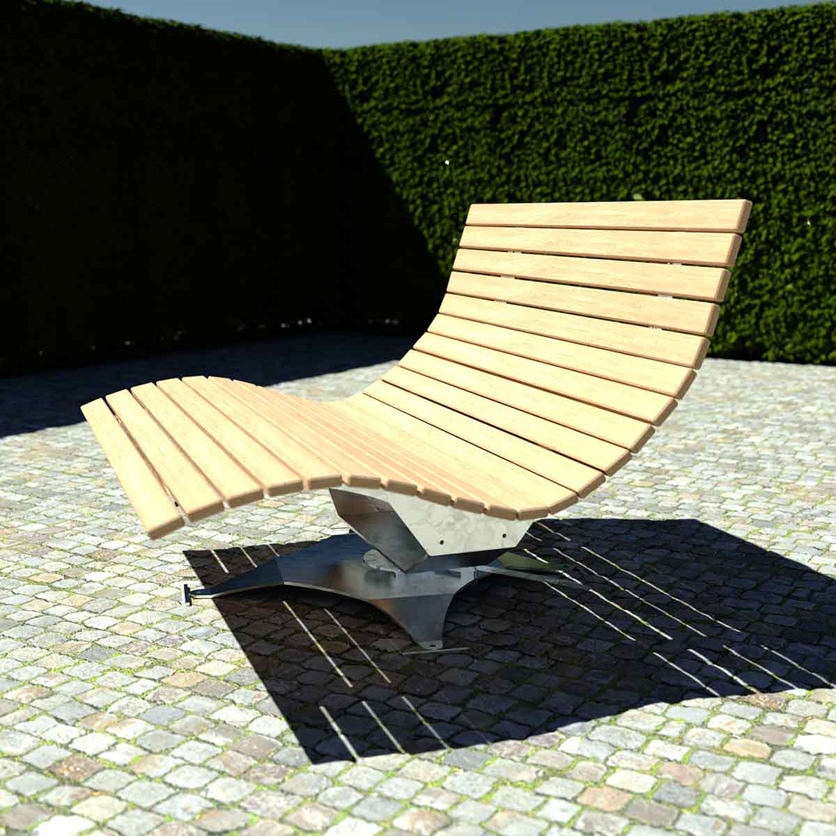 Waldsofa aus Metall mit Holzauflagen, Breite 1500 mm, drehbar