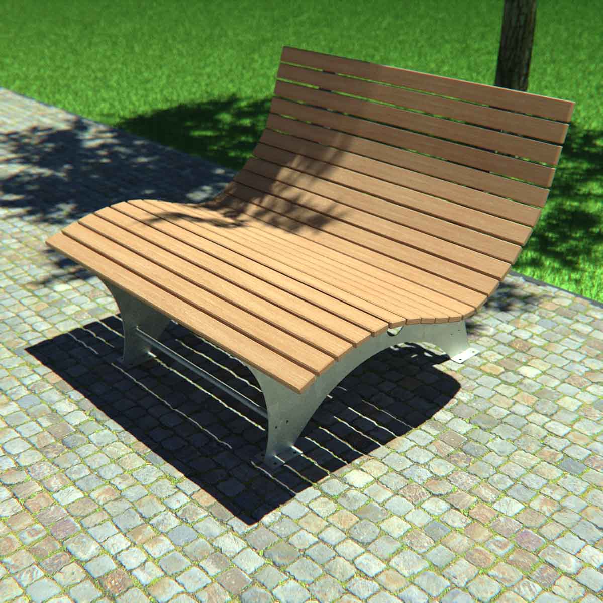 Waldsofa aus Metall mit Holzauflagen aus Douglasie, Breite 1500 mm